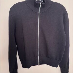Massimo Dutti Men's Black Full-Zip Knit Sweater
